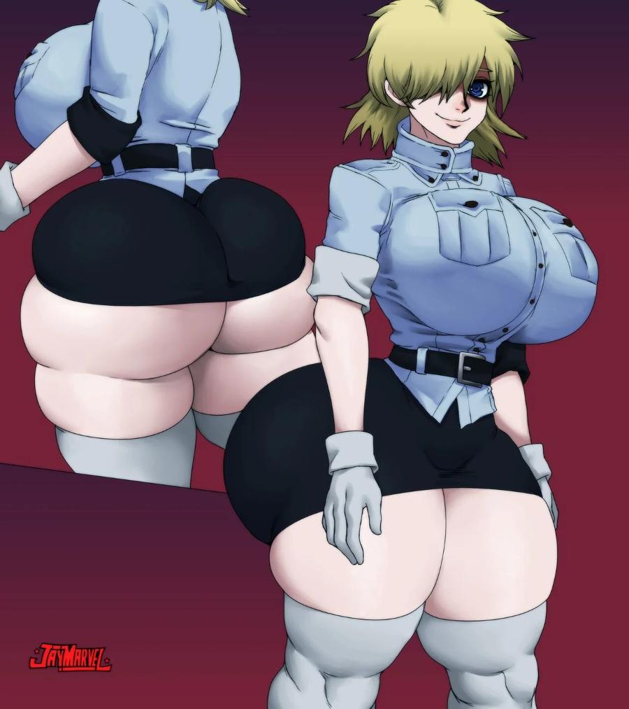 Huge Boobs And Ass Drawn Lady In Very Tight Clothing