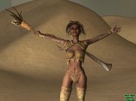 Female Warrior Out In The Desert - cartoon