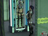 Sexy Ass 3D Space Woman Viewing Her Tied Up Captive - cartoon