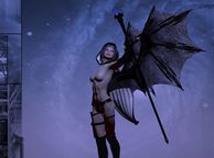 Topless Winged Woman Holding Her Staff - animated