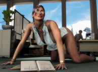 Sexy 3D Woman On All Fours Teasing A Coworker - cartoon