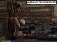 Sexy Babe In Control Of Her Steampunk Spaceship - cartoon