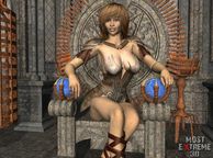 Sexy 3D Woman Sitting On Her Throne - cartoon