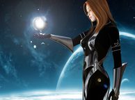 Beauty In Space Holding Her Orb - animated