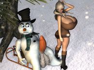 Snowman Gets Erection From Teasing Hottie - toon