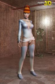 Sexy Redhead 3D Lady In Tight Outfit
