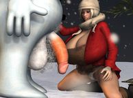 Very Busty Animated Babe Checking Out Snowman Dick - animated