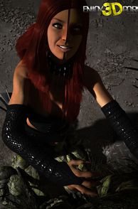 Redheaded 3D Girl Jerking Creature Cock