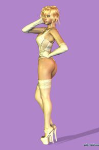 3D Teen In Lingerie And Stripper Heels