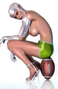 Rendered Babe Sitting On Her Football