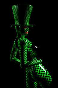 Wicked 3D Latex Of Green And Black Checkers And Matching Hat