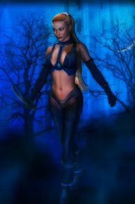 Stunning Rendered Woman Walking In The Forest At Night