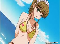 Cute Anime Girl In A Bikini - animated