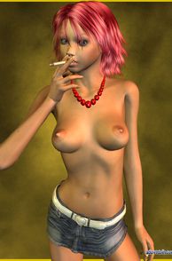 Cig Puffing 3D Teen Topless