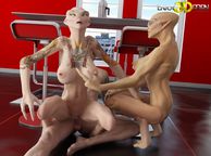 Busty Alien Female Threesome 3D Sex - cartoon